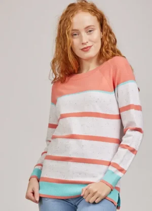 UNTUCKit Tops & Cardigans*Mudflower Nep Raglan Stripe Jumper Coral