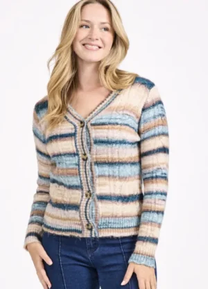 UNTUCKit Tops & Cardigans*Mudflower Space Dye Cable Cardigan Teal