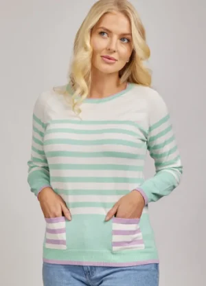 UNTUCKit Tops & Cardigans*Mudflower Stripe Jumper With Pockets Mint