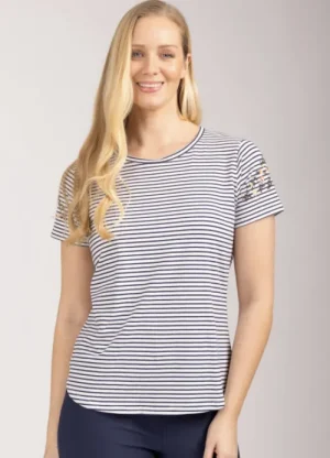 UNTUCKit Tops & Cardigans*Mudflower Stripe T- Shirt Navy