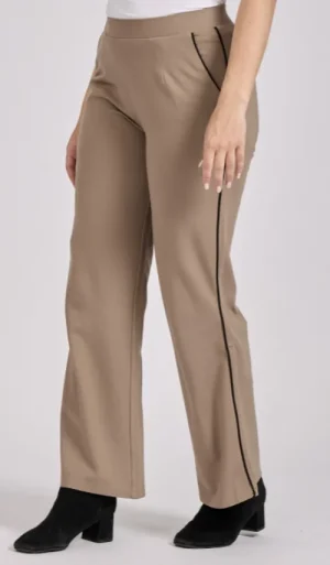UNTUCKit Skirts & Trousers*Mudflower Wide Leg Trousers With Piping Seams Taupe