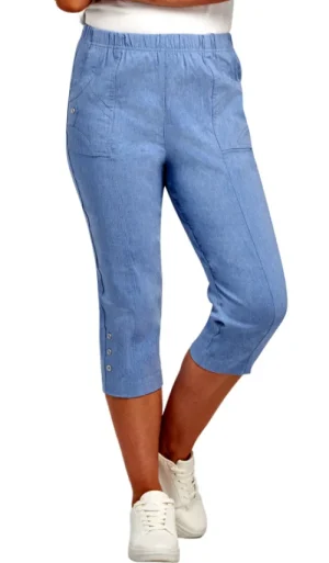 UNTUCKit Skirts & Trousers*Pinns Bengaline Crops With Button Marl Chambray