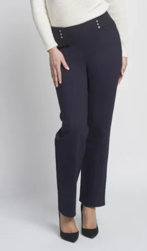 UNTUCKit Skirts & Trousers*Pinns Ponte Contour Regular Trousers With Diamante Detail Navy
