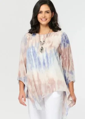 UNTUCKit Tops & Cardigans*Saloos Asymmetric Hem Tie-Dye Top Denim Blue