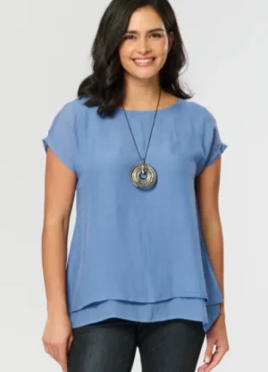 UNTUCKit Tops & Cardigans*Saloos Drop Shoulder Double Layer Top Denim