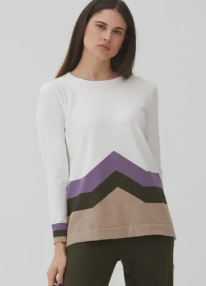 UNTUCKit Tops & Cardigans*Scorzzo Chevron Pattern Jumper Ecru