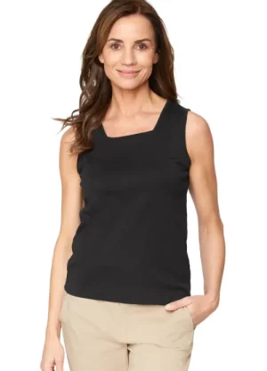 UNTUCKit Tops & Cardigans*Signature Sleeveless Square Neckline T-Shirt Black