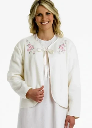 UNTUCKit Bed Jackets*Slenderella Embroidered Polar Bed Jacket