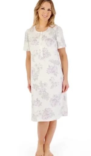 UNTUCKit Nightdresses*Slenderella Floral Short Sleeve Nightdress Purple