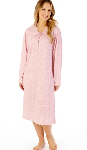 UNTUCKit Nightdresses*Slenderella Floral V-Neck Long Sleeve Nightdress Pink