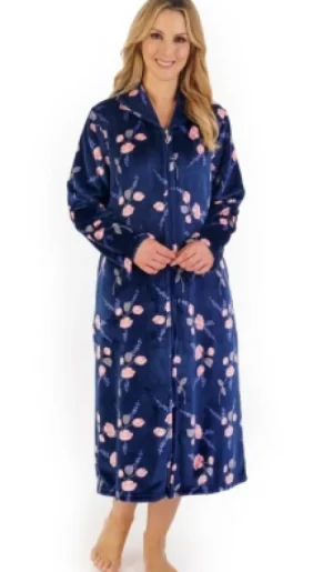 UNTUCKit Housecoats*Slenderella Flower Print Zip Front Housecoat