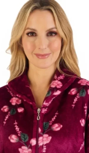 UNTUCKit Housecoats*Slenderella Flower Print Zip Front Housecoat