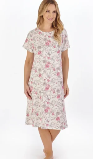 UNTUCKit Nightdresses*Slenderella Summer Flowers Short Sleeve Nightdress Pink