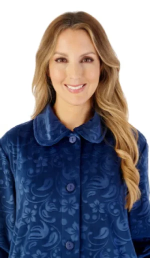 UNTUCKit Housecoats*Slenderella Super Soft Embossed Floral Print Button Housecoat