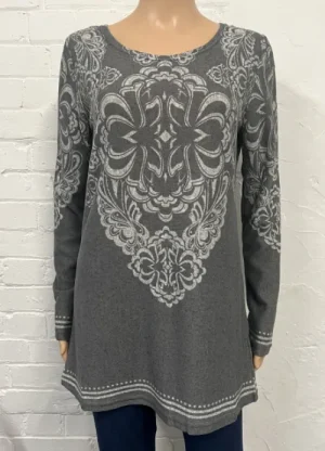 UNTUCKit Tops & Cardigans*Sugar Crisp Pattern Long Sleeve Top Grey