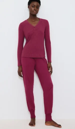 UNTUCKit Pyjamas*Triumph Signature Brushed-Ribbed Pyjama Burgundy
