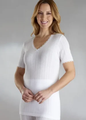 UNTUCKit Vests*Vedonis Short Sleeve Thermal Top Ivory