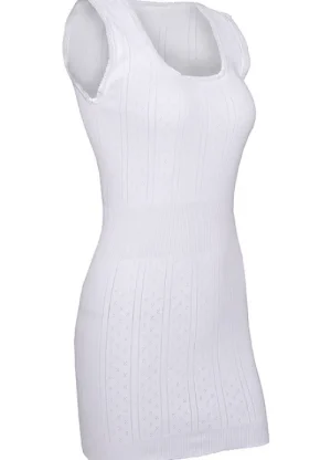 UNTUCKit Vests*Swan Long Built Up Shoulder Cotton Vest White