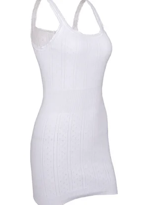 UNTUCKit Vests*Swan Long French Neck Cotton Vest White