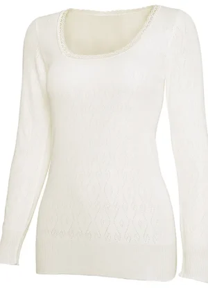 UNTUCKit Vests*White Swan Long Sleeve Thermal Top Ivory