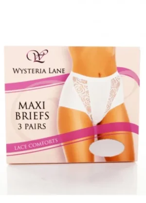 UNTUCKit Briefs*Wysteria Lane Boxed 3 Pair Pack Of Lace Comforts Maxi Brief